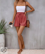 High Waist Belted Summer Shorts - QH Clothing