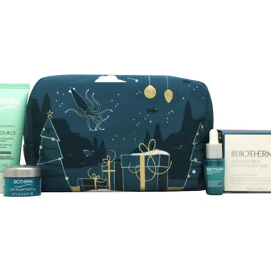 Navy blue cosmetic bag with gold and white stars for Biotherm Aquasource Gift Set