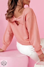 Black Bowknot Dewback Round Neck Sweatshirt - Pale Chestnut / S / 50% Polyester + 50% Cotton - Tops/Sweatshirts &