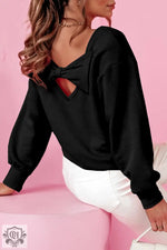 Black Bowknot Dewback Round Neck Sweatshirt - Black / S / 50% Polyester + 50% Cotton - Tops/Sweatshirts & Hoodies