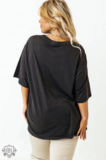 Black Checkerd DESERT DREAMS Printed Ripped Plus Size Tee - Plus Size/Plus Size Tops/Plus Size Tops & Tees