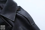 French Collared Double Breasted Leather Coat - QH Clothing