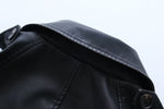 French Collared Double Breasted Leather Coat - QH Clothing