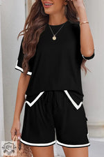 Black athletic loungewear set with white trim in sizes bust waist for ultimate relax relax