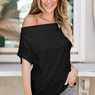 Black Cowl Neck Bat Sleeve T Shirt in sizes Euro sizes for a relaxed look