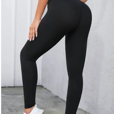 Black Criss Cross Tummy Control High Waist Leggings - Bottoms/Leggings