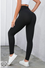 Black Criss Cross Tummy Control High Waist Leggings - Bottoms/Leggings