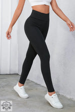 Black Criss Cross Tummy Control High Waist Leggings - Bottoms/Leggings