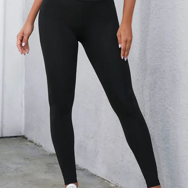 Black Criss Cross Tummy Control High Waist Leggings - Black / S / 90% Polyester + 10% Elastane - Bottoms/Leggings