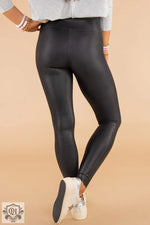 Black Faux Leather Skinny Leggings - Bottoms/Leggings