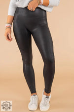 Black Faux Leather Skinny Leggings - Black / S / 70% Polyester + 30% PU - Bottoms/Leggings