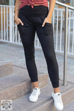 Black High Waist Pleated Pocket Leggings - Black / S / 90% Polyester + 10% Elastane - Bottoms/Leggings