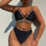 Black Cutout Split Swimsuit - QH Clothing