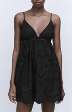 Black Hollow Out Cami Dress - QH Clothing