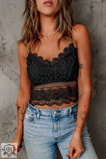 Black Lace Bralette Crop Top - Black / S / 95% Polyester + 5% Elastane - Tops/Crop Tops