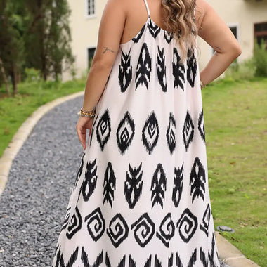 Black Plus Size Western Print Halter Maxi Dress - Plus Size/Plus Size Dresses/Plus Size Maxi Dresses