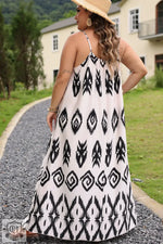 Black Plus Size Western Print Halter Maxi Dress - Plus Size/Plus Size Dresses/Plus Size Maxi Dresses