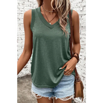 Black Ribbed V Neck Tank - Mist Green / S / 65% Polyester + 30% Viscose + 5% Elastane - Tops/Tank Tops