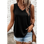 Black Ribbed V Neck Tank - Black / S / 65% Polyester + 30% Viscose + 5% Elastane - Tops/Tank Tops