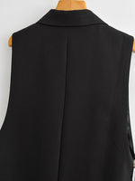 Black Sleeveless Vest with Belt - Clothing