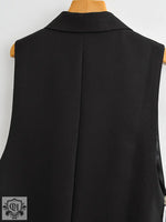 Black Sleeveless Vest with Belt - Clothing