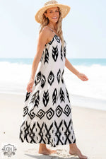 Black Western Aztec Printed Fashion Vacation Sundress - Dresses/Maxi Dresses