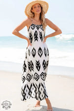 Black Western Aztec Printed Fashion Vacation Sundress - Black / S / 100% Polyester - Dresses/Maxi Dresses