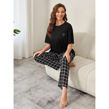 Pajamas Women Summer Short Sleeve Trousers Simple Casual Homewear Suit - Quality Home Clothing| Beauty