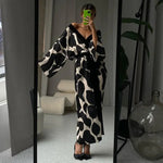 Black & White Silk Collared Robe - QH Clothing