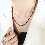 Exquisite Blade Chain Gemstone Necklace -  QH Clothing