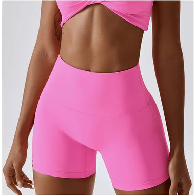 Block Colour High Waist Yoga Shorts - QH Clothing