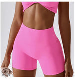 Pink Block Colour High Waist Yoga Shorts and matching top for activewear enthusiasts