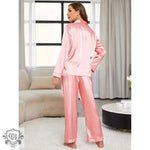 Block Colour Long Sleeve Pajama Set - QH Clothing