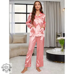 Block Colour Long Sleeve Pajama Set - QH Clothing