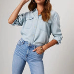 Blue Denim Collared Shirt - QH Clothing