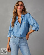 Blue Denim Collared Shirt - QH Clothing