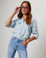 Blue Denim Collared Shirt - QH Clothing