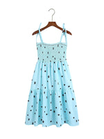 Blue Floral Ruffle Strap Dress - QH Clothing