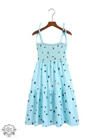 Blue Floral Ruffle Strap Dress - QH Clothing