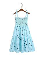 Blue Floral Ruffle Strap Dress - QH Clothing