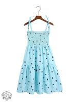 Blue Floral Ruffle Strap Dress - QH Clothing