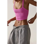 Bonbon Athletic Ribbed Cropped Cami Top - Bonbon / S / 93% Viscose + 7% Elastane - Tops/Crop Tops