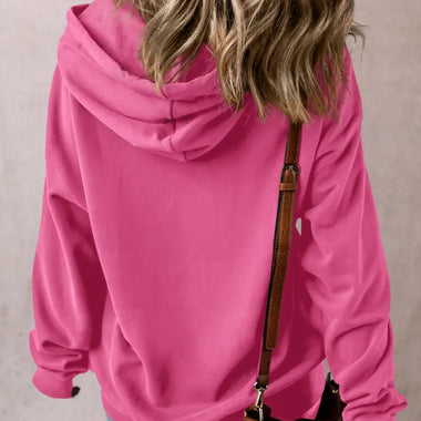 Bonbon Fleece Lined Kangaroo Pocket Drawstring Chunky Hoodie - Tops/Sweatshirts & Hoodies