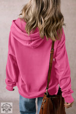 Bonbon Fleece Lined Kangaroo Pocket Drawstring Chunky Hoodie - Tops/Sweatshirts & Hoodies