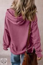 Bonbon Fleece Lined Kangaroo Pocket Drawstring Chunky Hoodie - Tops/Sweatshirts & Hoodies