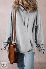 Bonbon Fleece Lined Kangaroo Pocket Drawstring Chunky Hoodie - Tops/Sweatshirts & Hoodies