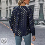 Bronze Geometric V-Neck Blouse - QH Clothing