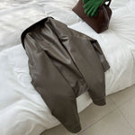 Brown Faux Leather Short Jacket - QH Clothing