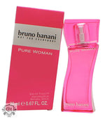 Pink Bruno Banani Pure Woman Eau de Toilette 20ml Spray bottle and box packaging