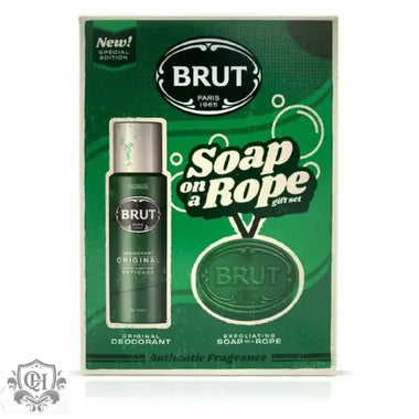 Brut Gift Set 200ml Deodorant Spray + 150g Soap on a Rope - QH Clothing